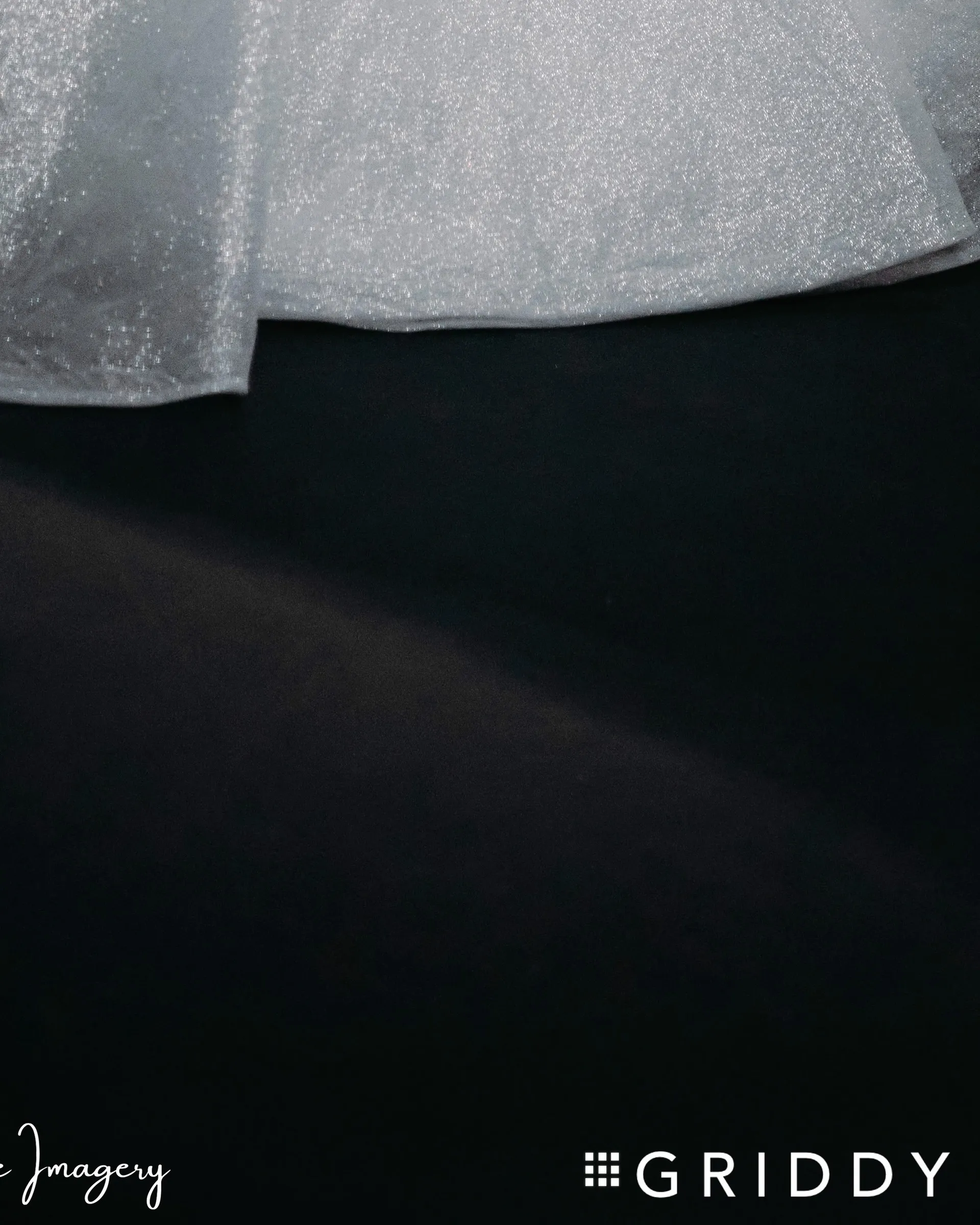Close detail of the beaded tulle skirt of The First Veil